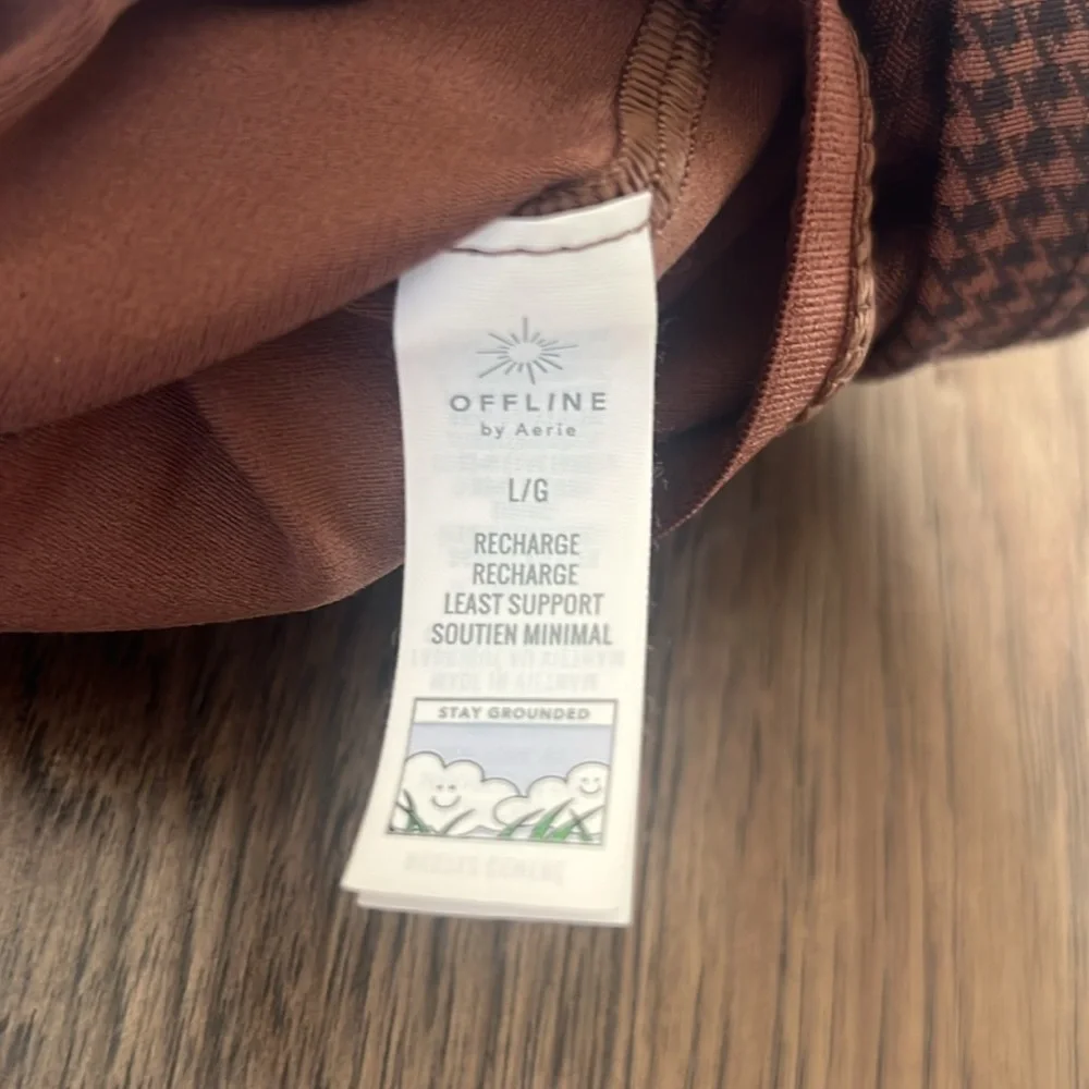 Offline by Aerie Brown Black Gingham Sports Bra Large - Picture 8 of 10